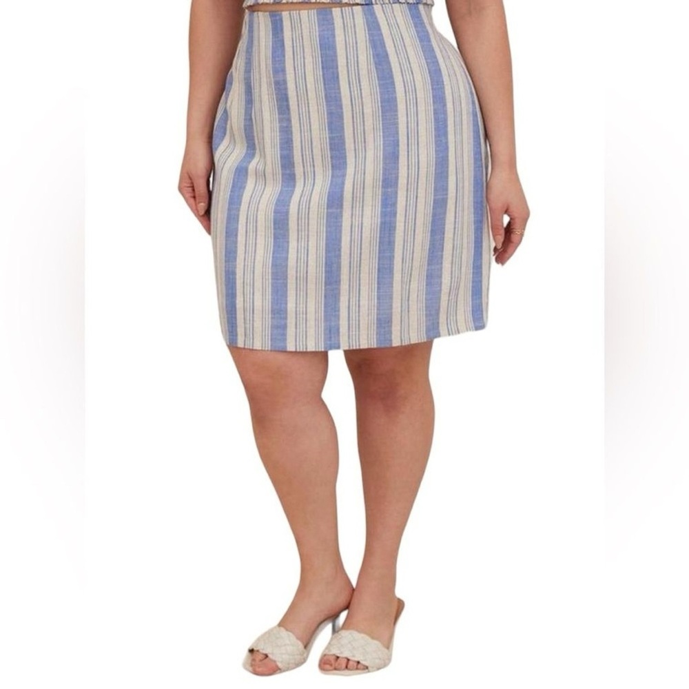 Torrid Mini Linen Blue and Cream Women's Skirt
